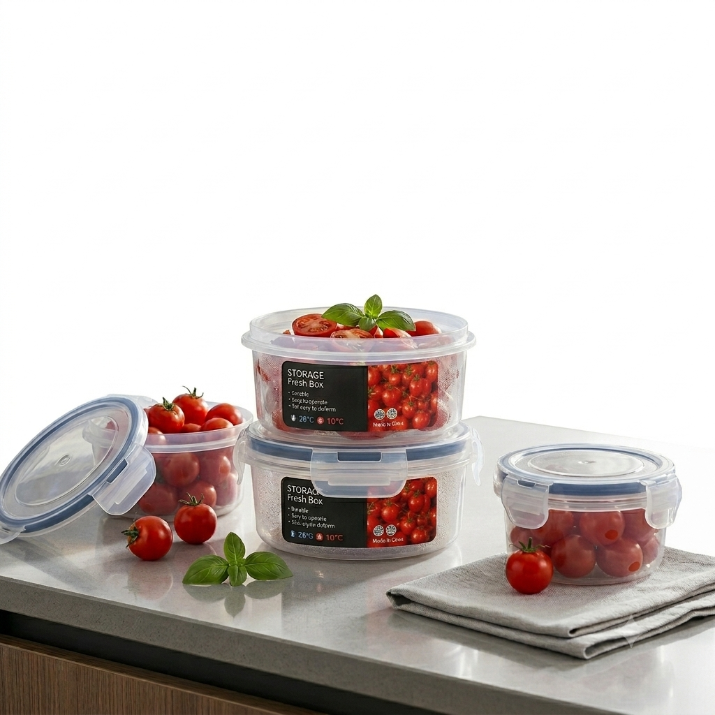 Conjunto de Caixas Herméticas Retangulares Premium para Alimentos – 3 Recipientes de Conservação de Frescura