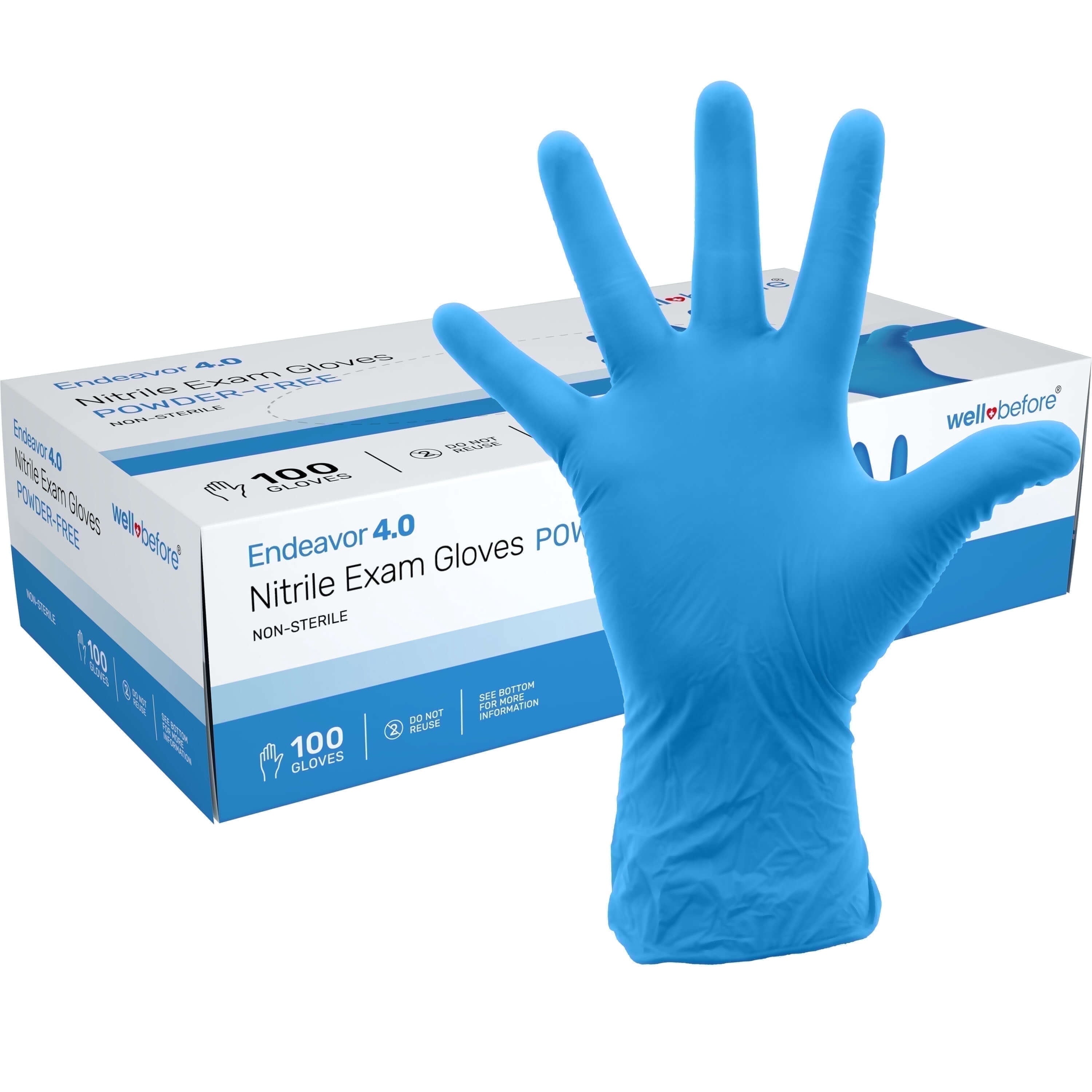 WellBefore Blue Nitrile Disposable Gloves Powder-Free Latex-Free Small 100 Count