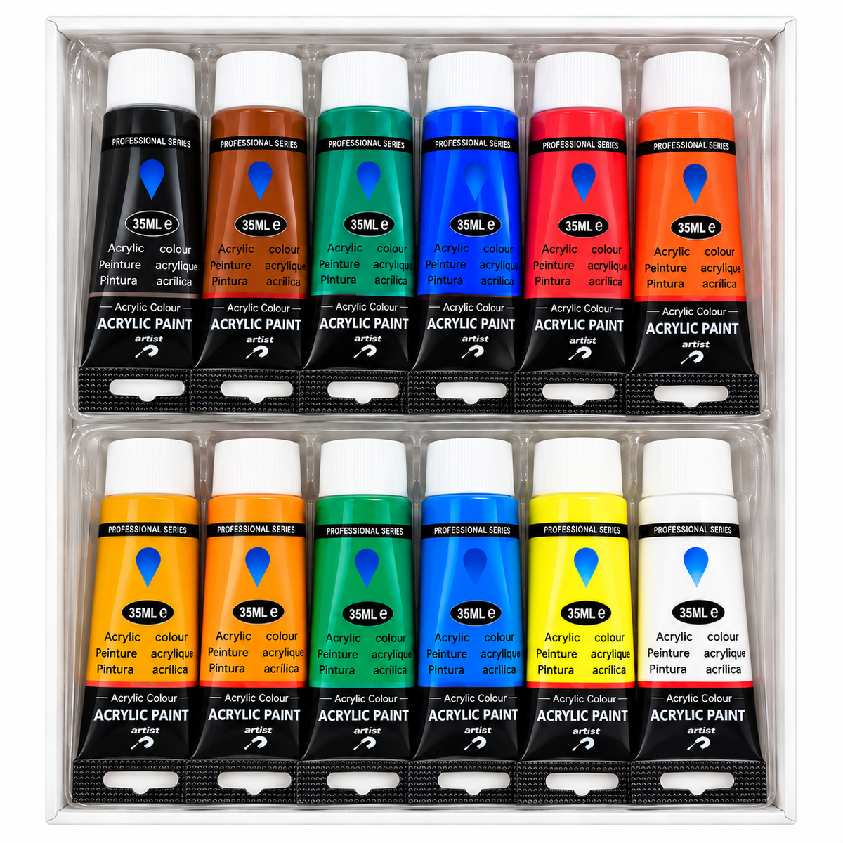 Kit de Tintas Acrílicas Profissionais: 12 Cores de 35 ml (420 ml) - (AYC154-103)
