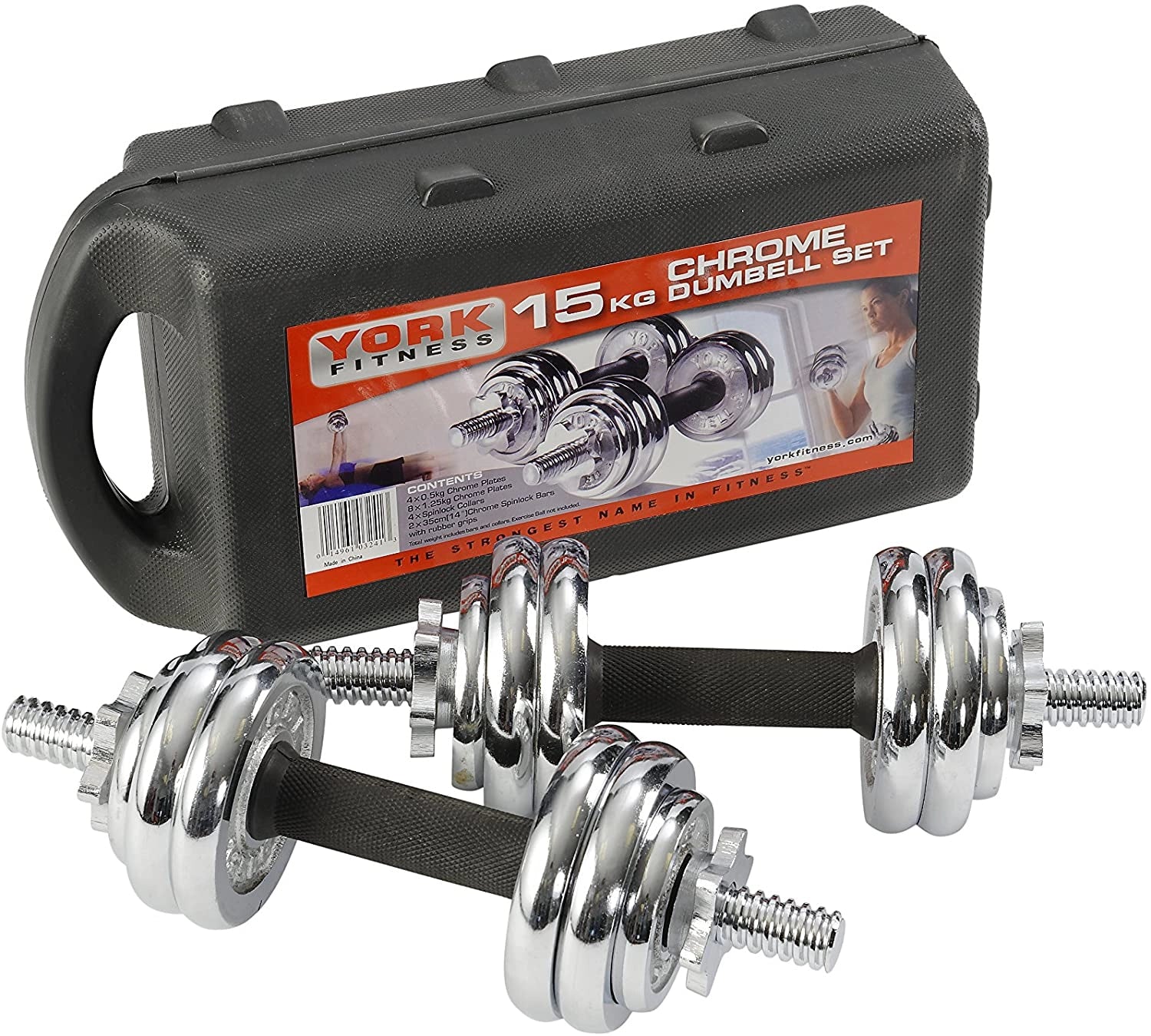 SKY LAND Conjunto de Halteres Ajustáveis em Ferro Fundido 15kg com Estojo