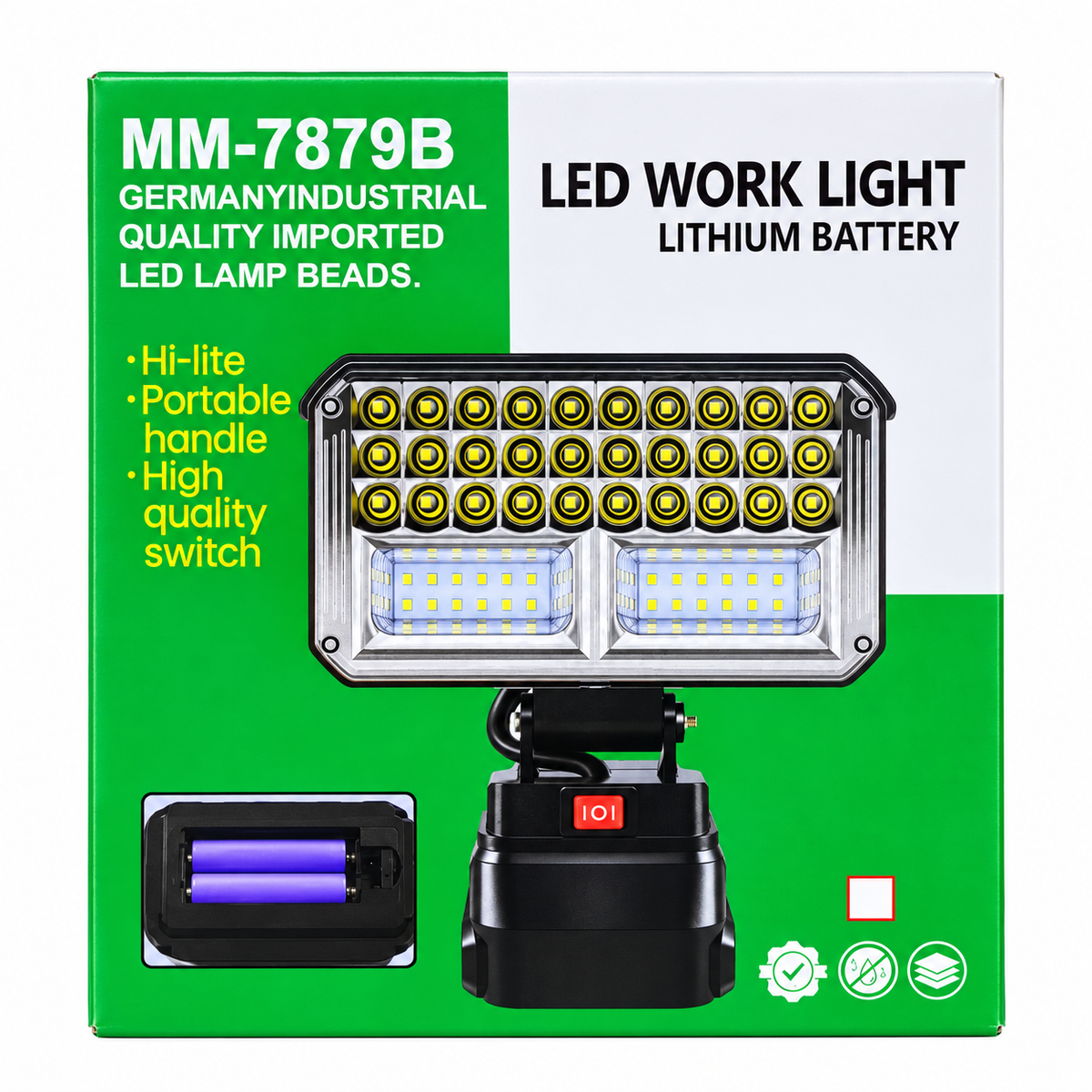 Projector LED Portátil Recarregável MM-7879B com Bateria de Lítio e Suporte Ajustável – (LANT0018)