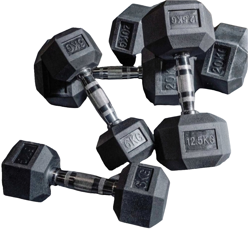 GYMZGARAGE 12 Pairs 5.5-66lb Rubber Hex Dumbbell Set