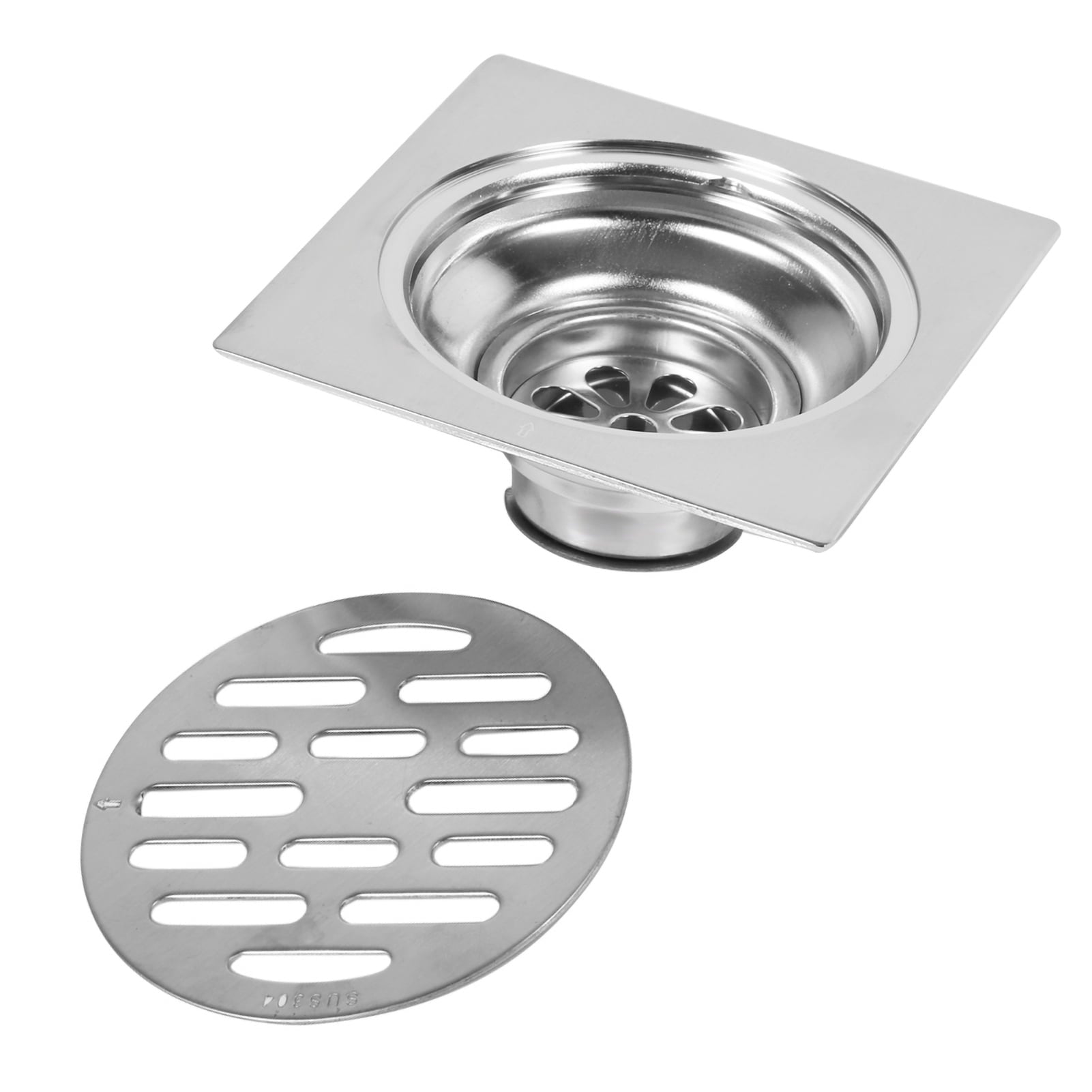 Super homeMX Square Stainless Steel Floor Drain 4-Inch