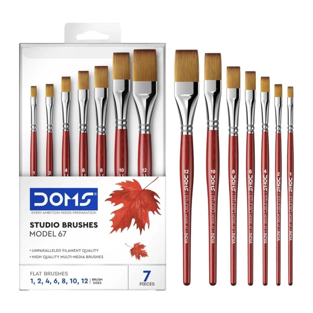 DOMS Studio Series 67 Artist Flat Paint Brush Set, 7 Premium Pieces