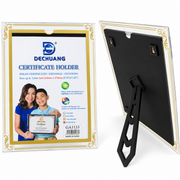 Porta-Certificados A4 com Moldura Dourada e Suporte de Mesa - (AYC164-6)