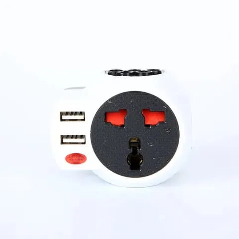 4-in-1 Multi Travel Adapter with Dual USB Port Black