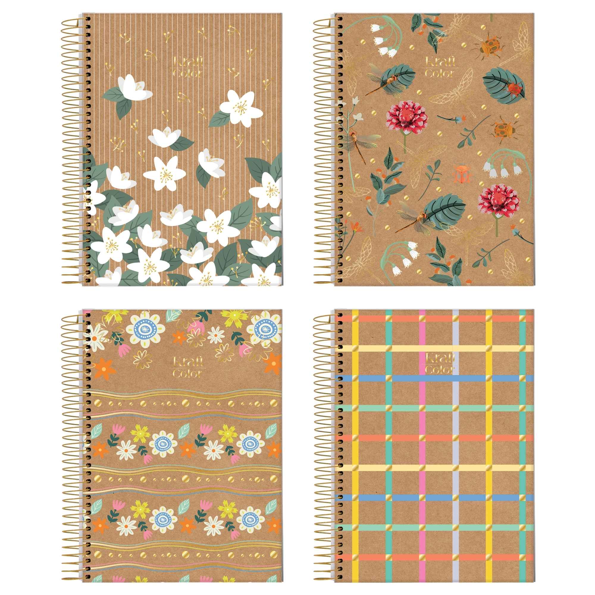 Jandaia Kraft Color University Notebook 80 Sheets Hardcover Spiral