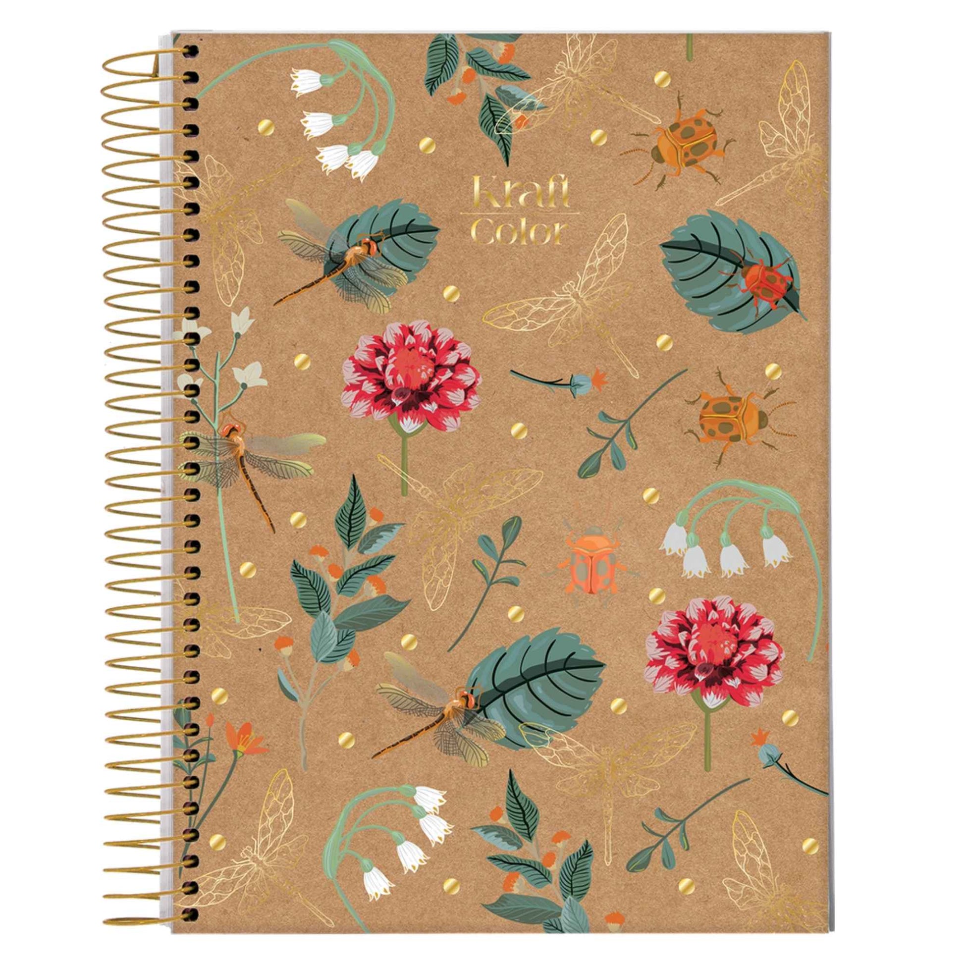 Jandaia Kraft Color University Notebook 80 Sheets Hardcover Spiral