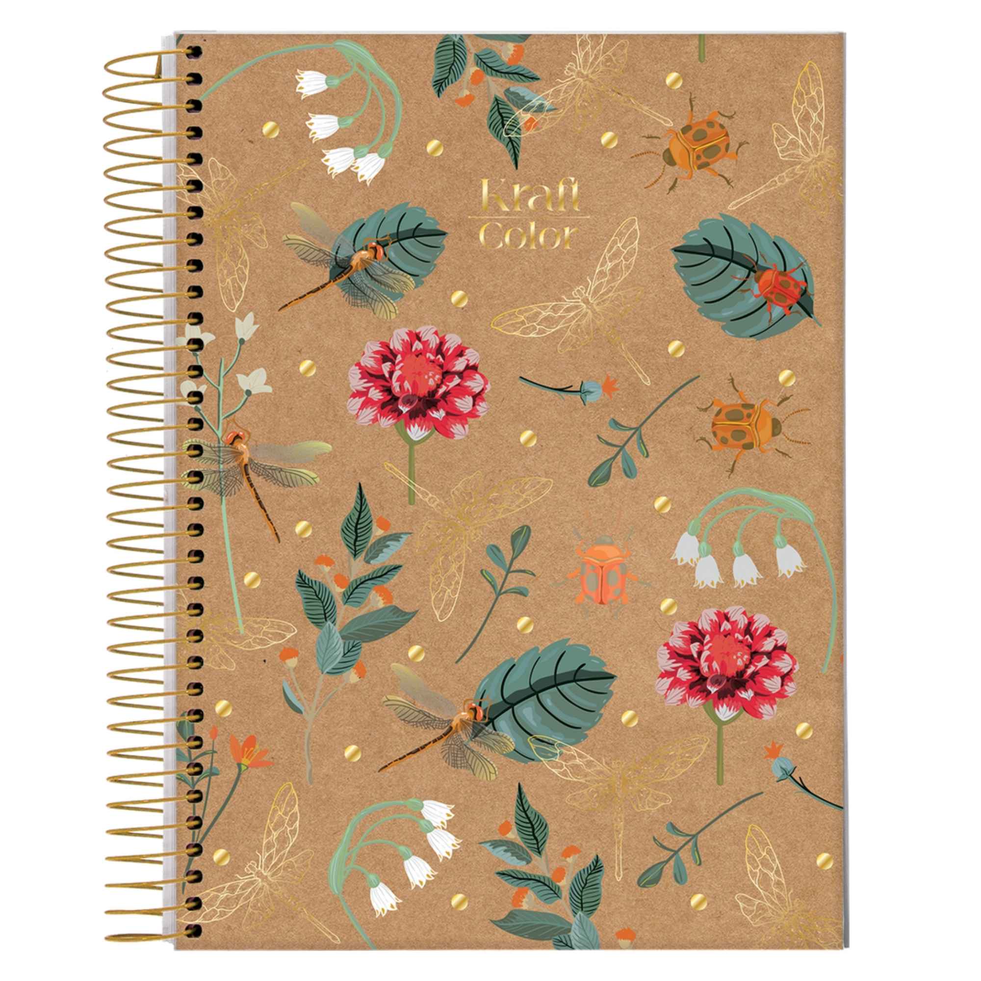 Jandaia Kraft Color University Notebook 80 Sheets Hardcover Spiral