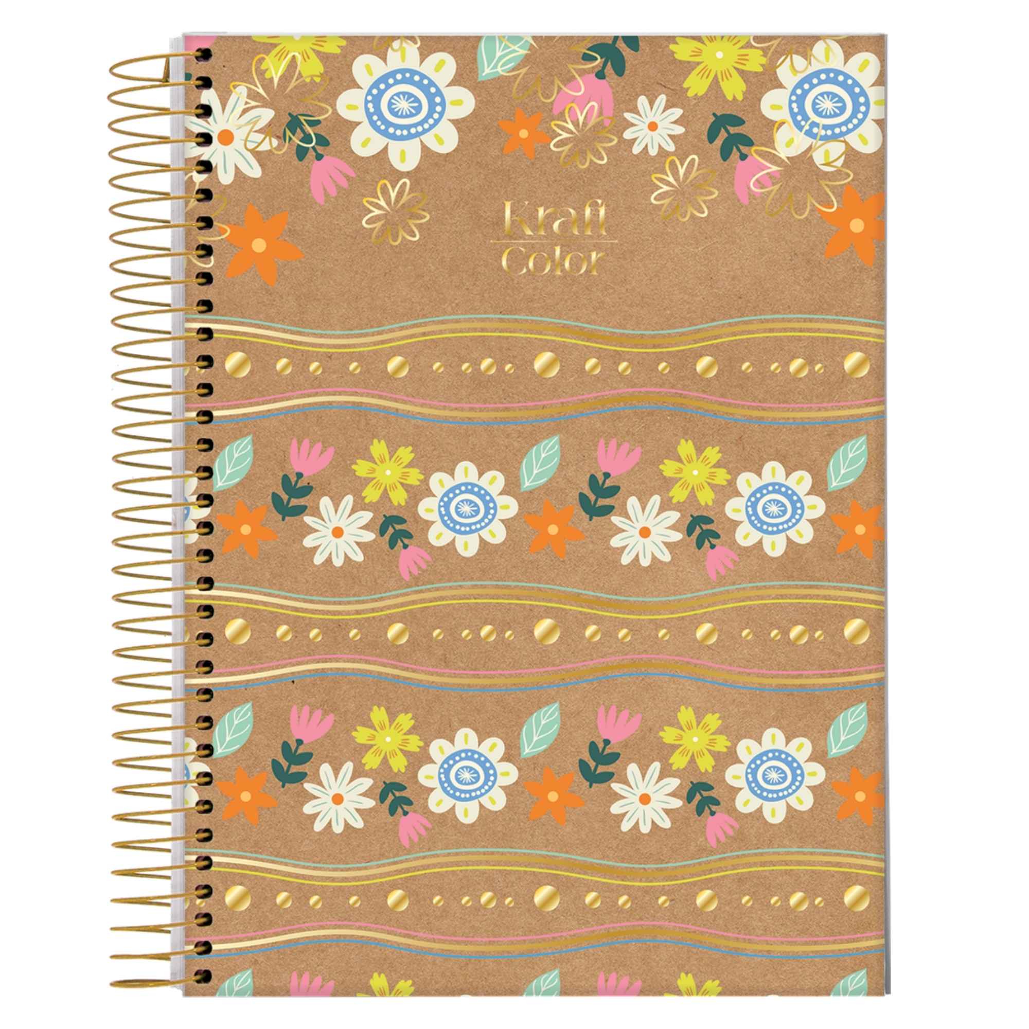 Jandaia Kraft Color University Notebook 80 Sheets Hardcover Spiral