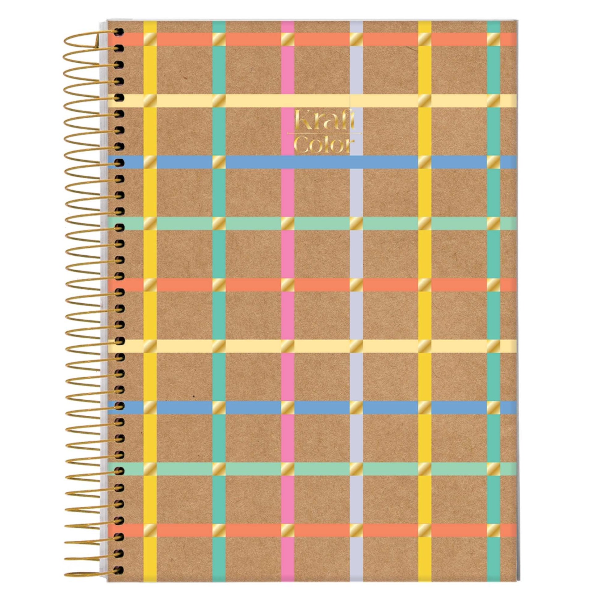 Jandaia Kraft Color University Notebook 80 Sheets Hardcover Spiral