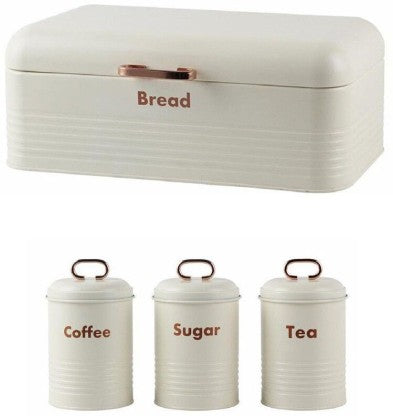 Totally Home Wooden Bread Container Set 4-Piece White