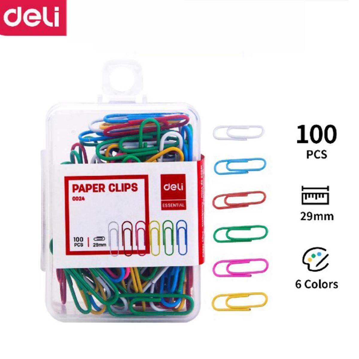 Deli E0024 Color Paper Clips 29mm 100 Pieces Assorted