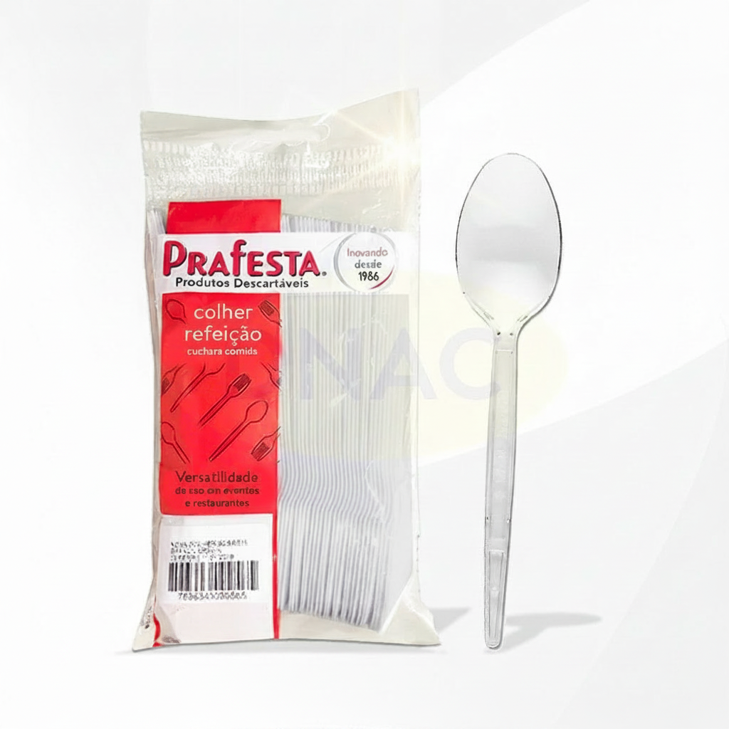 Prafesta Disposable Meal Spoons 50 Count Clear Plastic