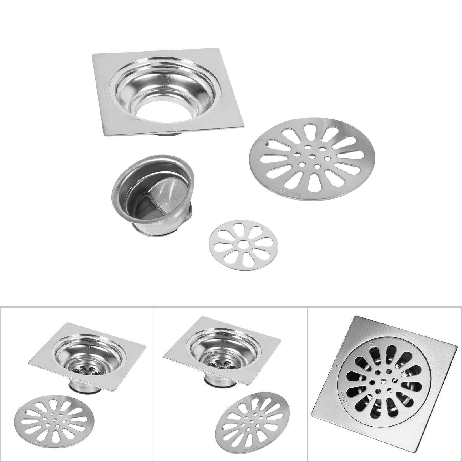 Super homeMX Square Stainless Steel Floor Drain 4-Inch