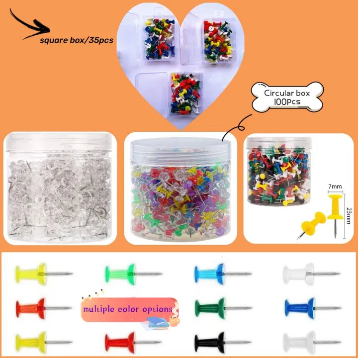 Large I-Shaped Push Pins Office Stationery Set 100pcs/Box