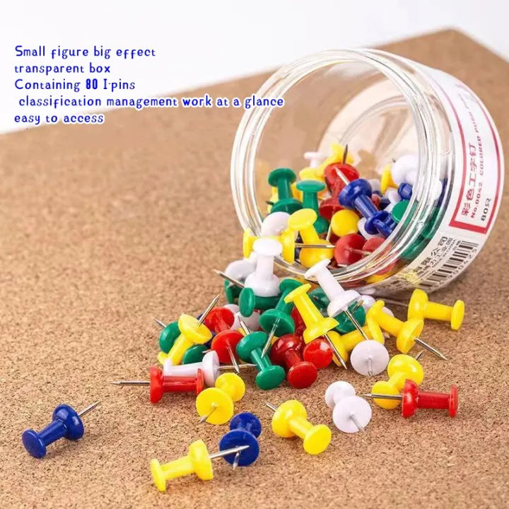 Large I-Shaped Push Pins Office Stationery Set 100pcs/Box