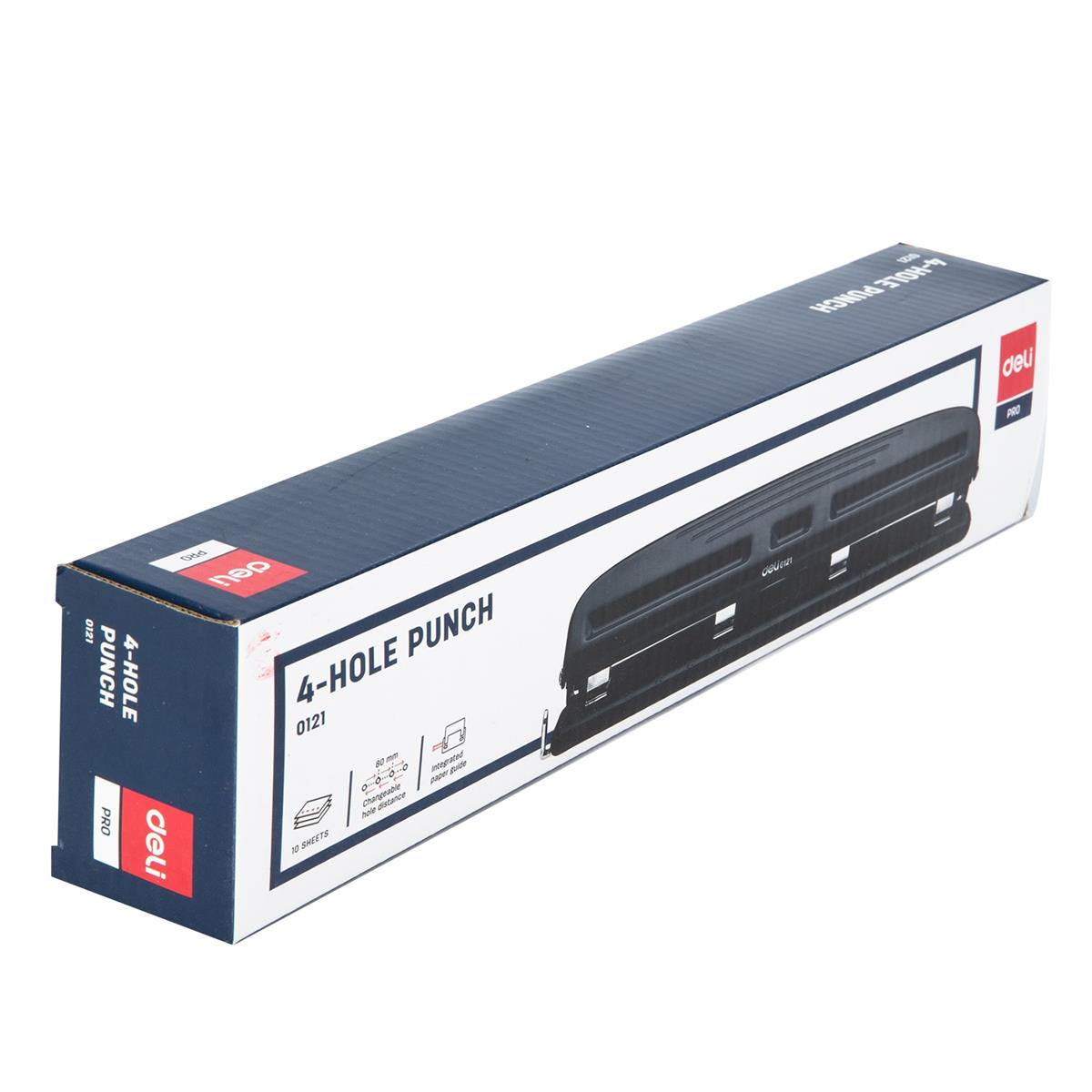 Deli E0121 Metal 4-Hole Punch Machine Adjustable 10 Sheet