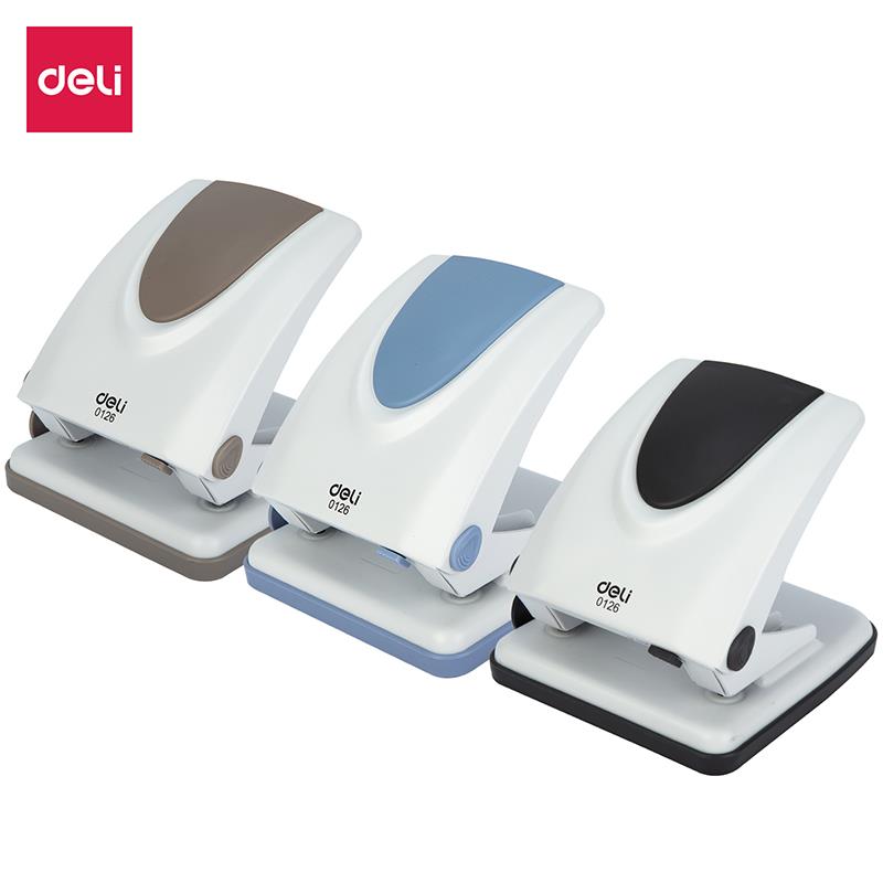 Deli E0126 35-Sheet Metal 2-Hole Punch Machine Adjustable Ruler