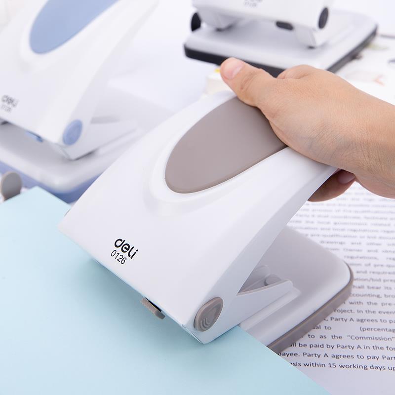 Deli E0126 35-Sheet Metal 2-Hole Punch Machine Adjustable Ruler