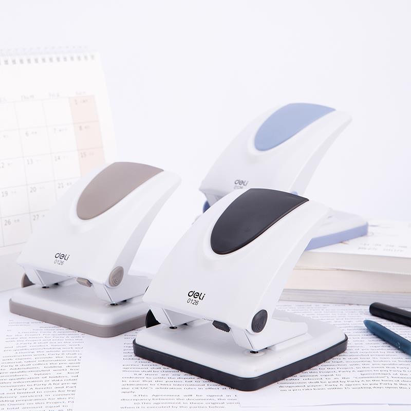 Deli E0126 35-Sheet Metal 2-Hole Punch Machine Adjustable Ruler