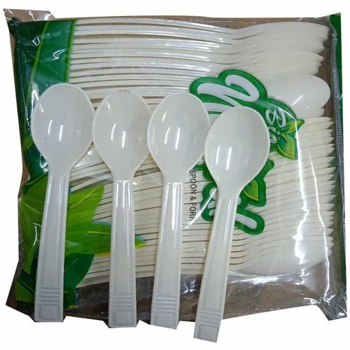White Disposable Plastic Spoon 4-Inch 80-Piece Pack