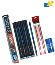 Doms FUSION X-tra Super Dark Pencils Box Pack (12 Pencils) with Kit