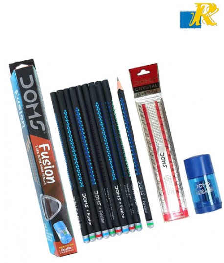 Doms FUSION X-tra Super Dark Pencils Box Pack (12 Pencils) with Kit
