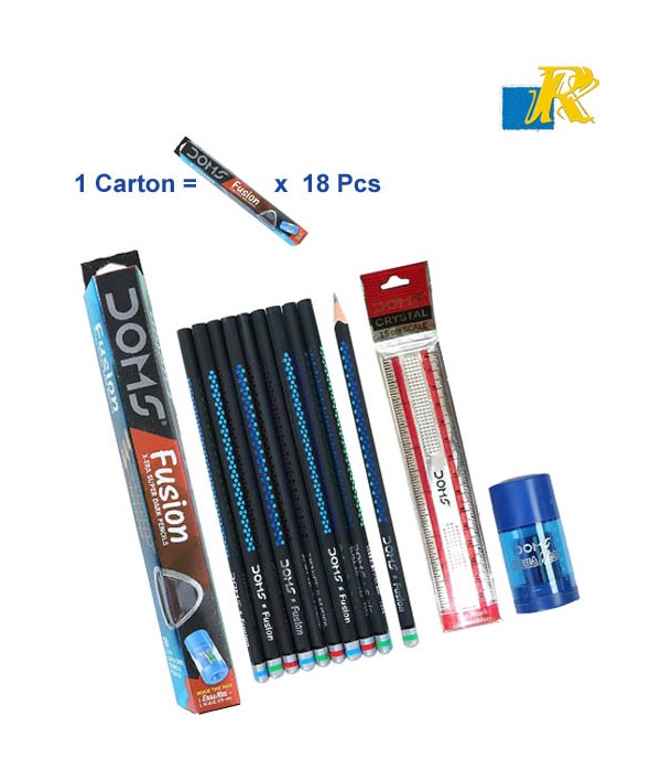 Doms FUSION X-tra Super Dark Pencils Box Pack (12 Pencils) with Kit