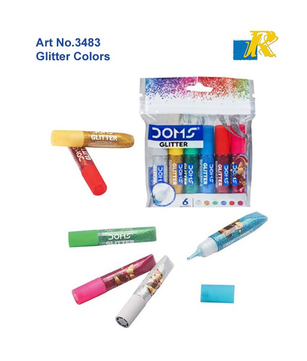 DOMS Multi-Purpose Artist Glitter Glue Set – 6 Vibrant Shades for Crafts