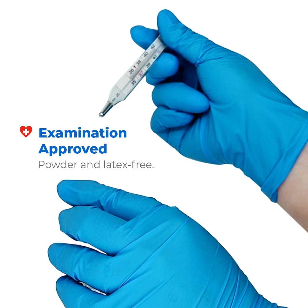 WellBefore Blue Nitrile Disposable Gloves Powder-Free Latex-Free Small 100 Count