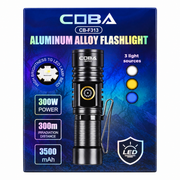 Lanterna LED Recarregável COBA CB-F313 300W com Base Magnética, 3 Cores de Luz e Bateria de 3500mAh – (LANT0029)