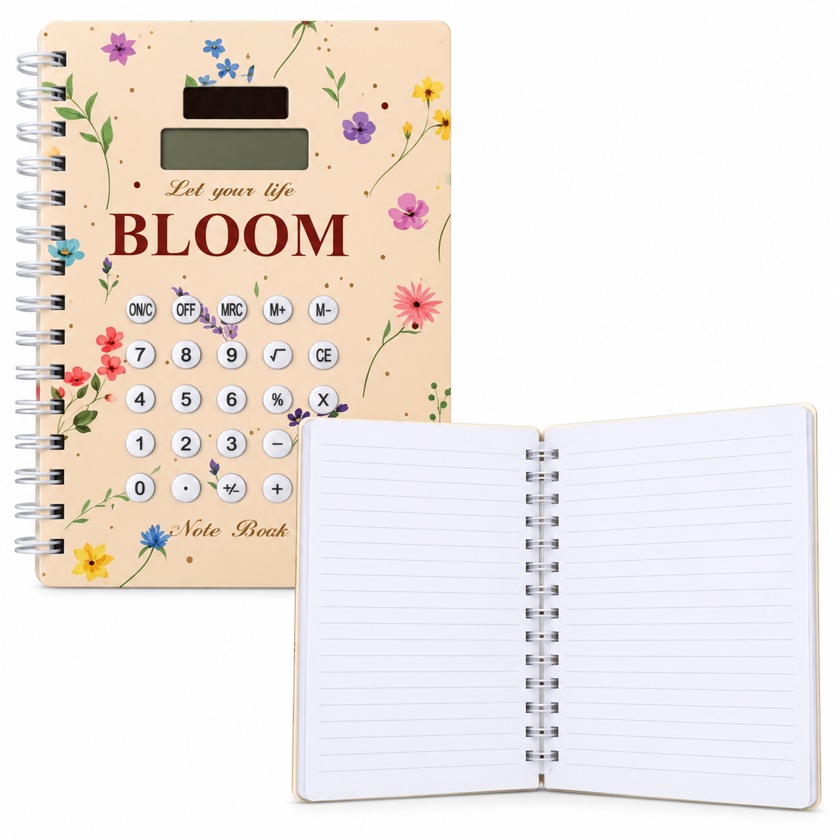 Caderno A5 com Calculadora Integrada – Espiral, Capa Floral BLOOM - (AYC328-33)