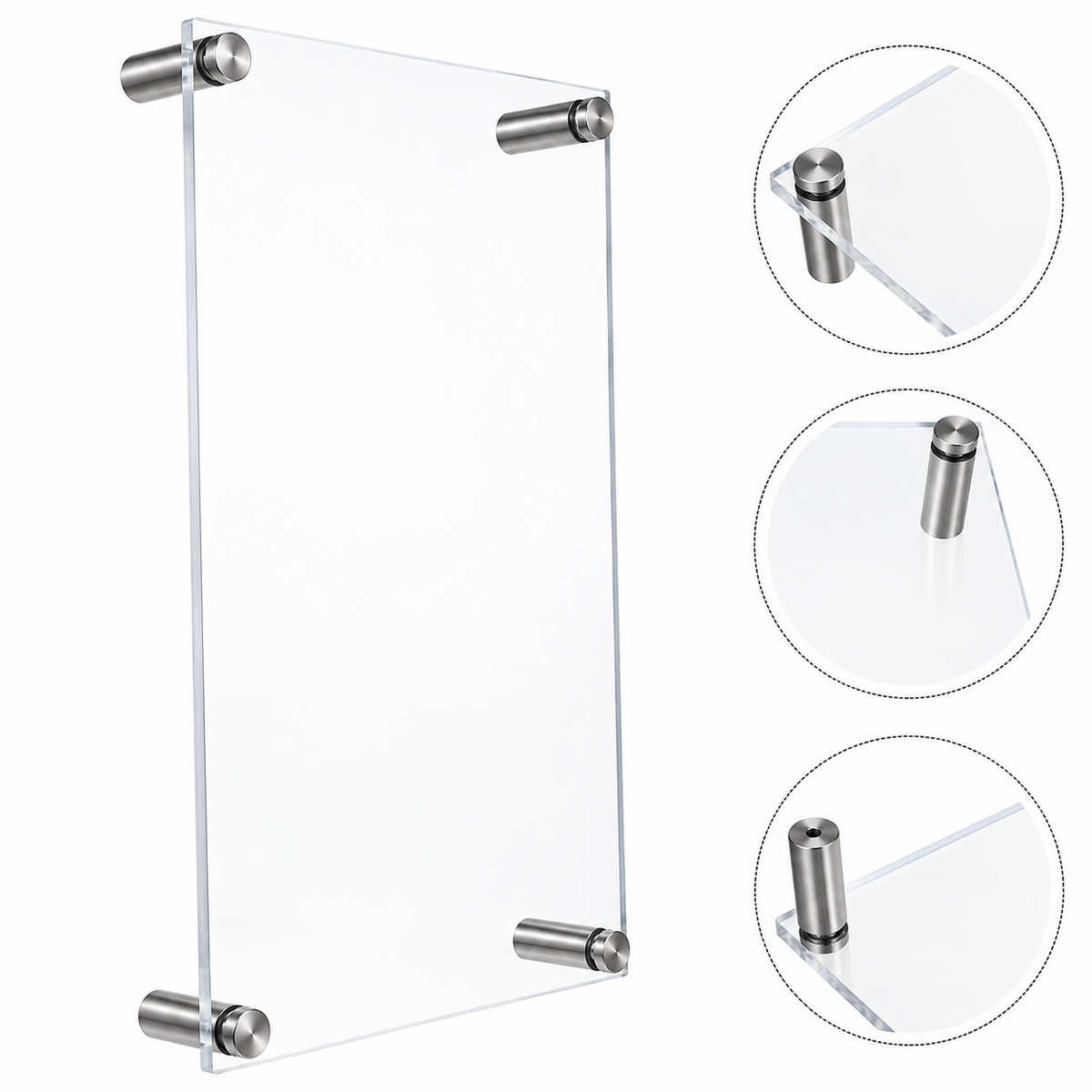 Porta-Cartaz A4 em Acrílico Transparente com 4 Suportes Metálicos – (AYC415-88)