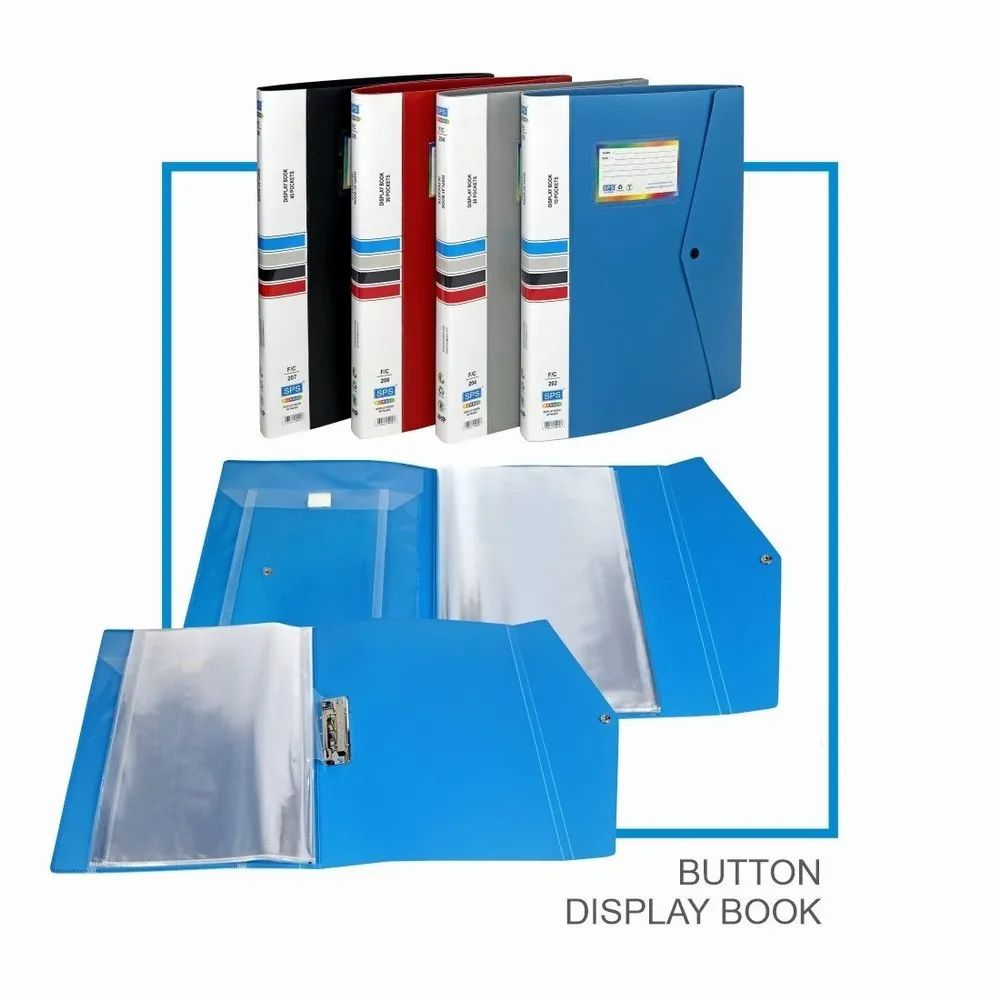 Button Display Book FC Plastic Document Folder