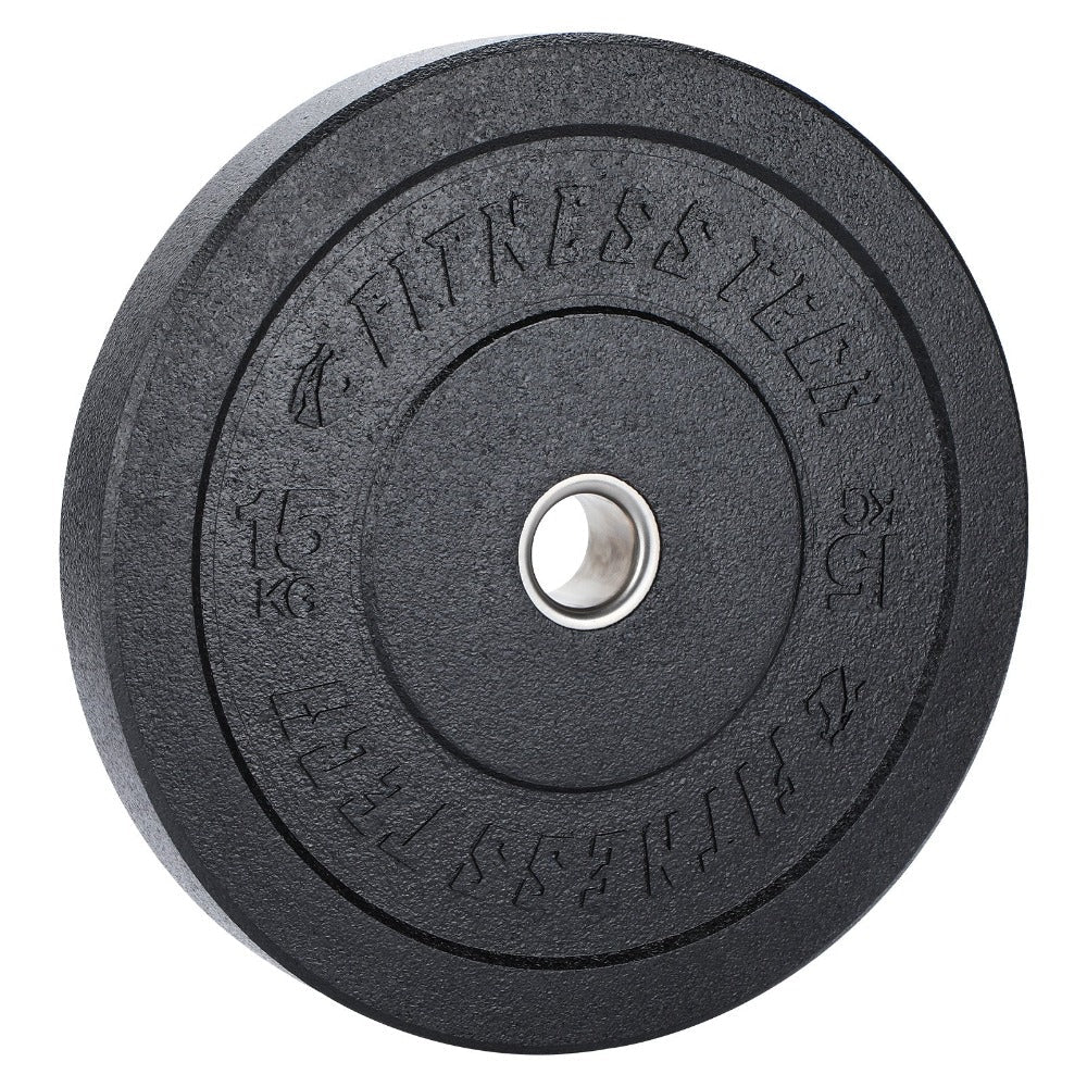 Fitness Tech Hi-Temp Bumper Weight Plate Olympic Rubber Black