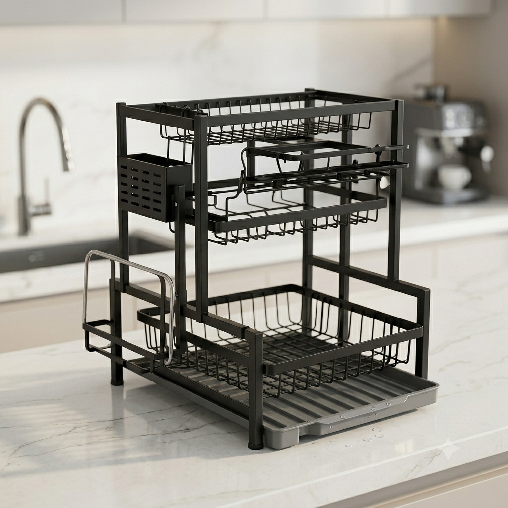 Escorredor de Loiça Premium de 2 Níveis Multifuncional – Organizador de Cozinha que Poupa Espaço-AYD314-9
