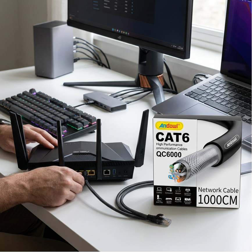Cabo Ethernet Andowl CAT6 em Cobre Puro QC6000