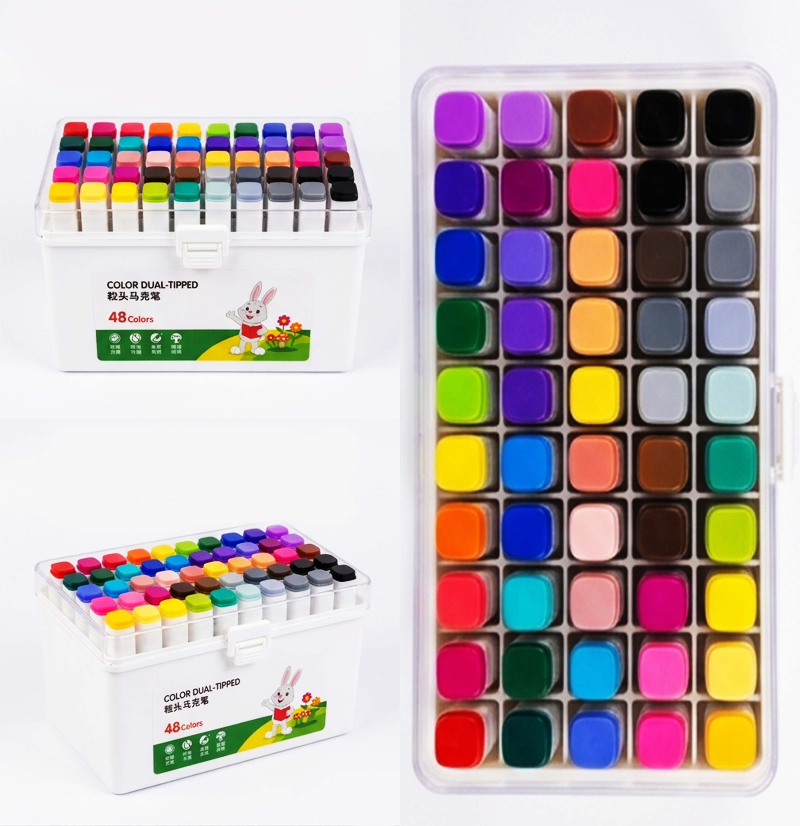 Conjunto de Marcadores Premium com Dupla Ponta – 48 Cores