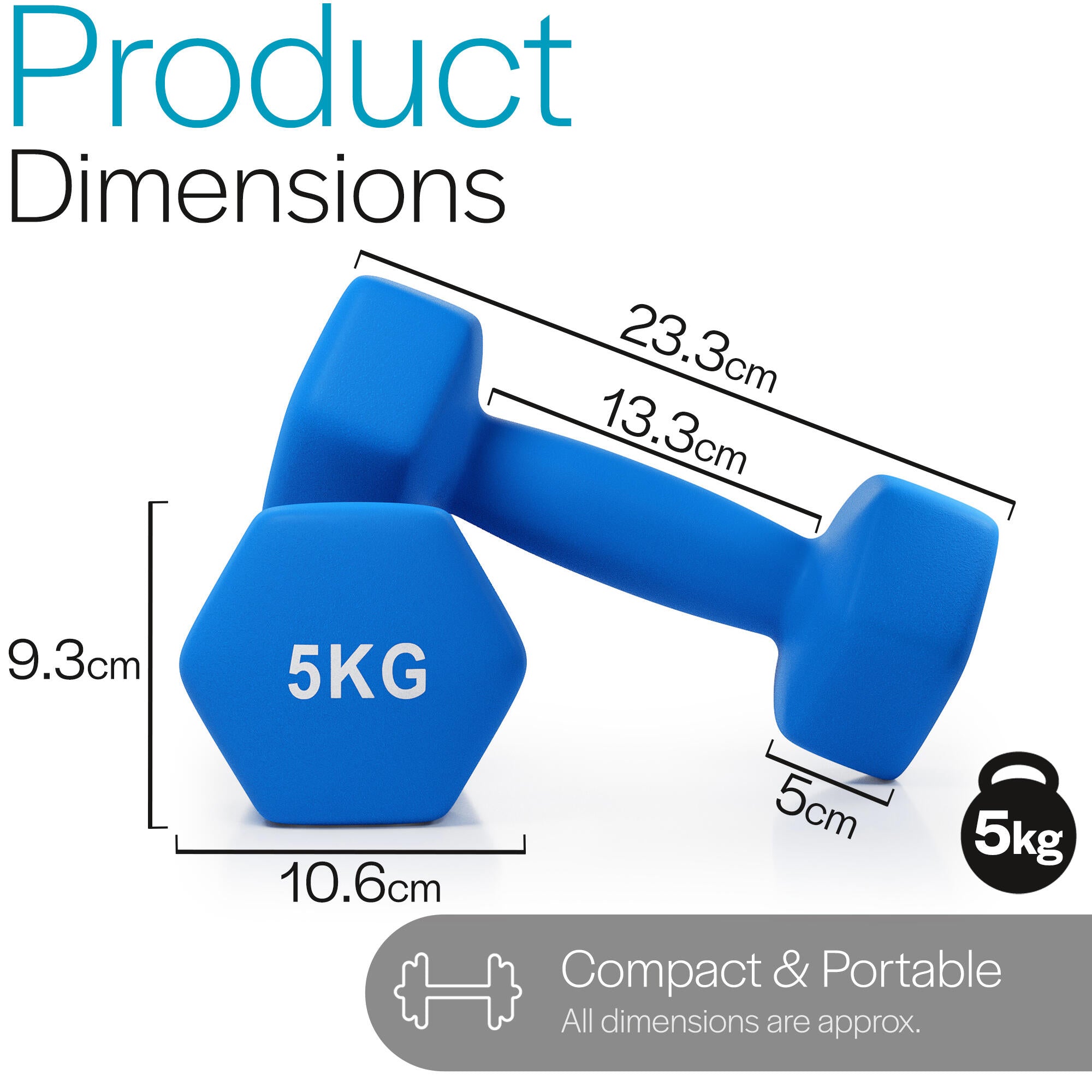 Core Balance Neoprene Hex Dumbbell Set of 2 Cast Iron