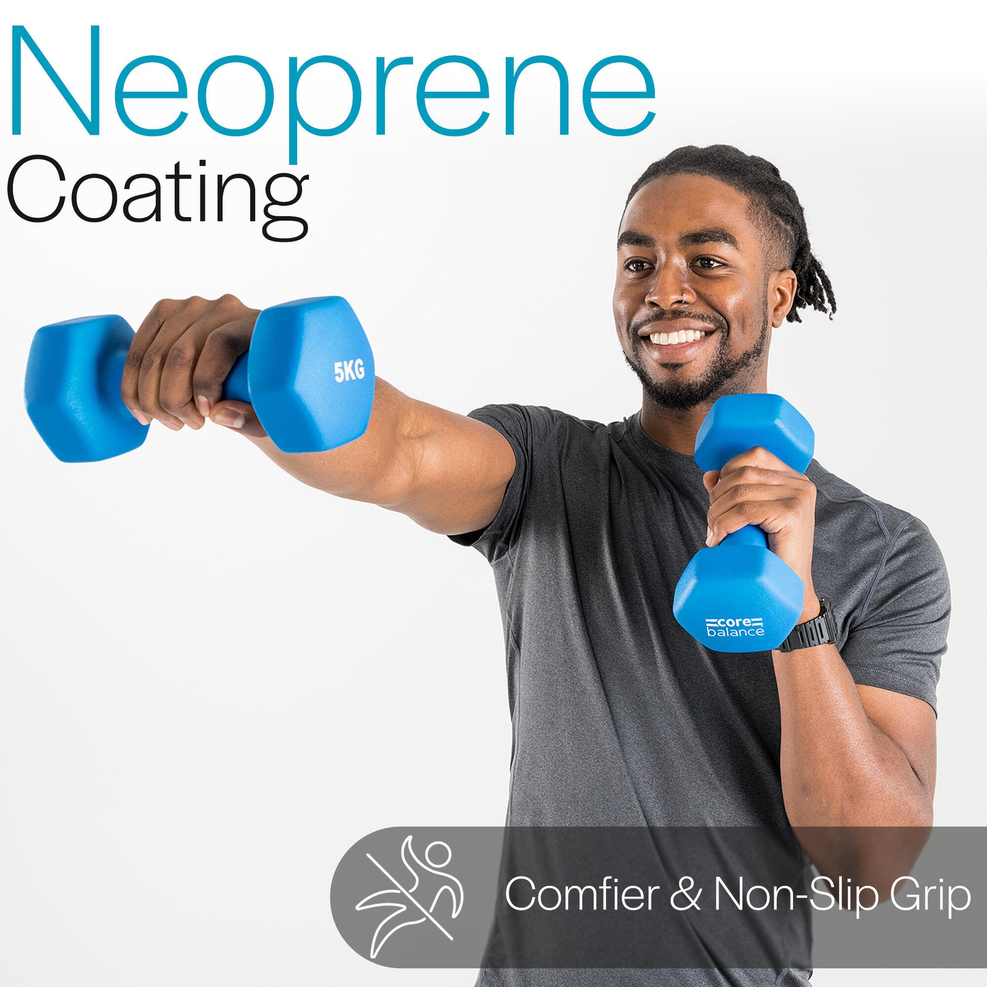 Core Balance Neoprene Hex Dumbbell Set of 2 Cast Iron