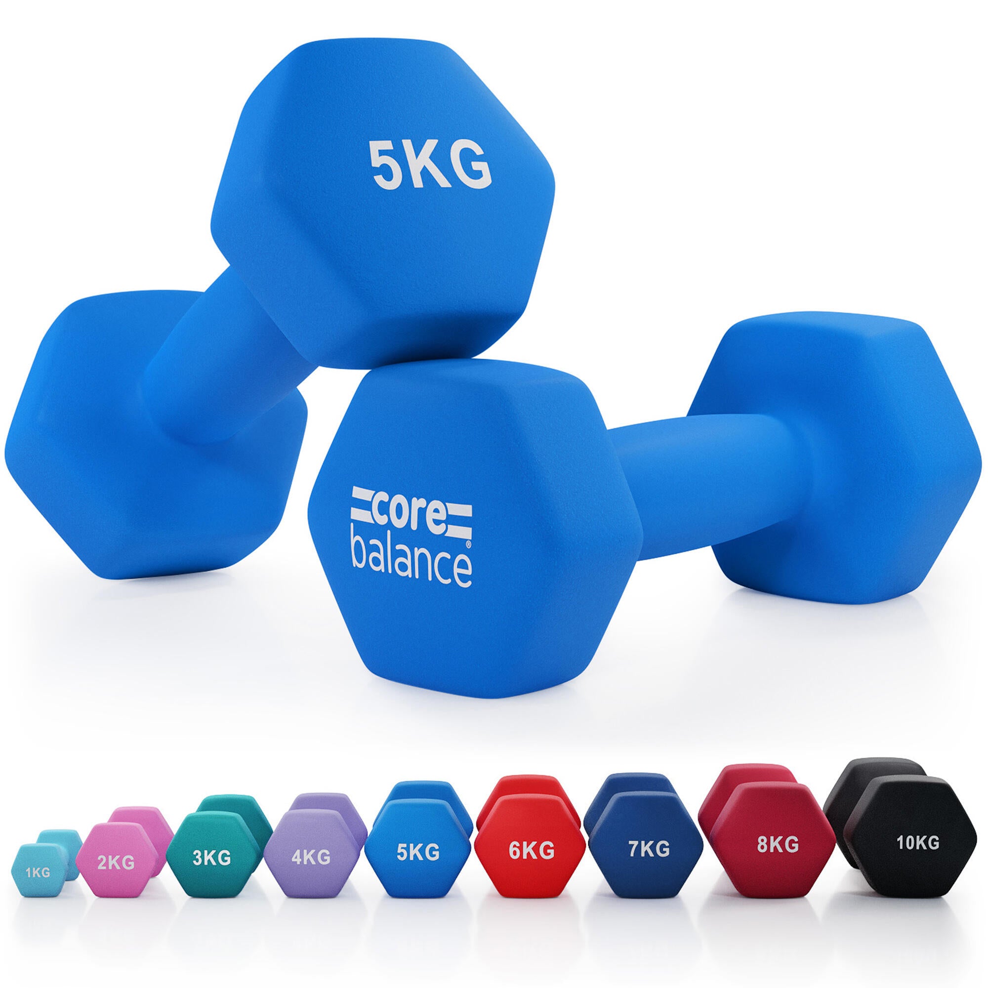 Core Balance Neoprene Hex Dumbbell Set of 2 Cast Iron