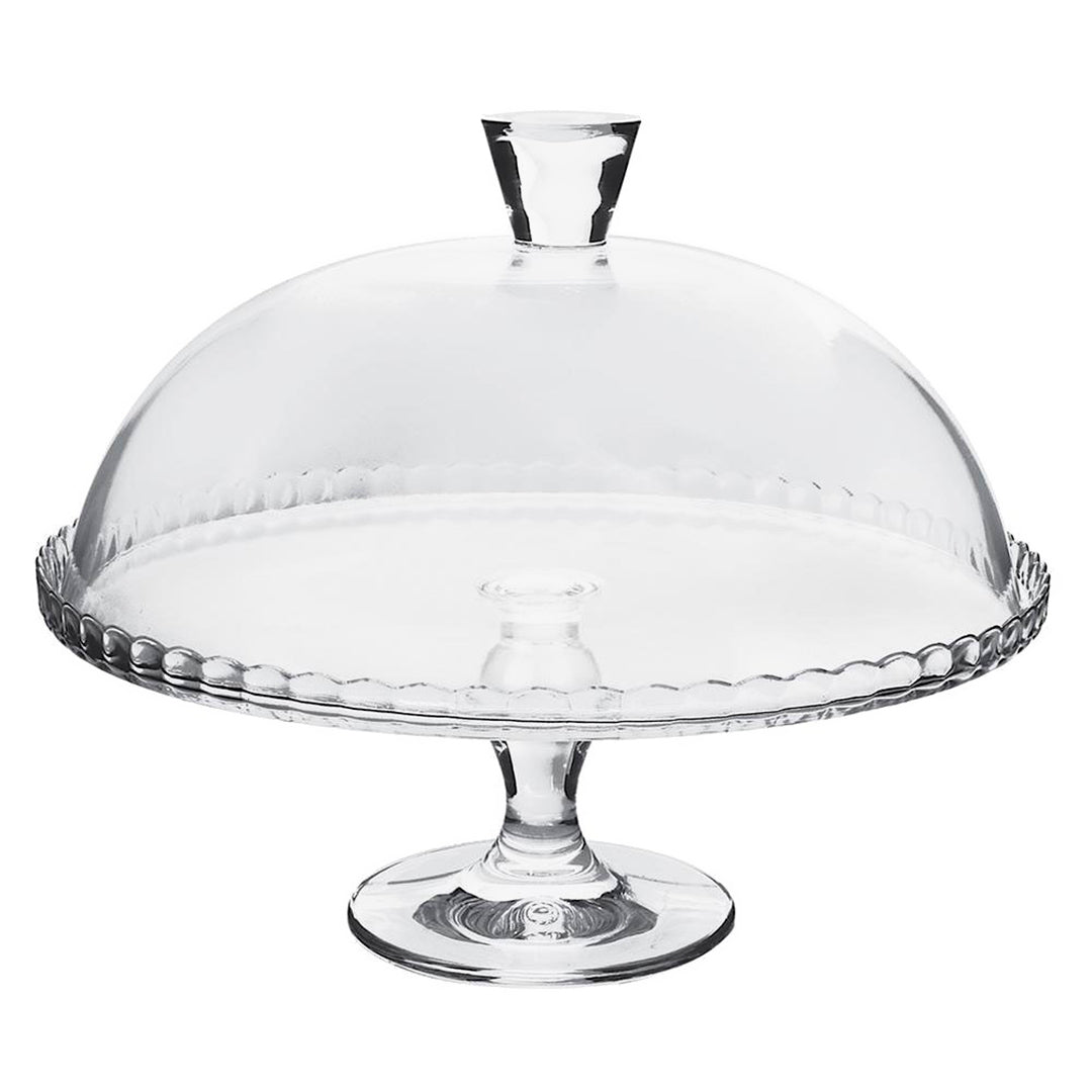 Pasabahçe Patisserie Glass Cake Stand with Pedestal and Cover 12.6in