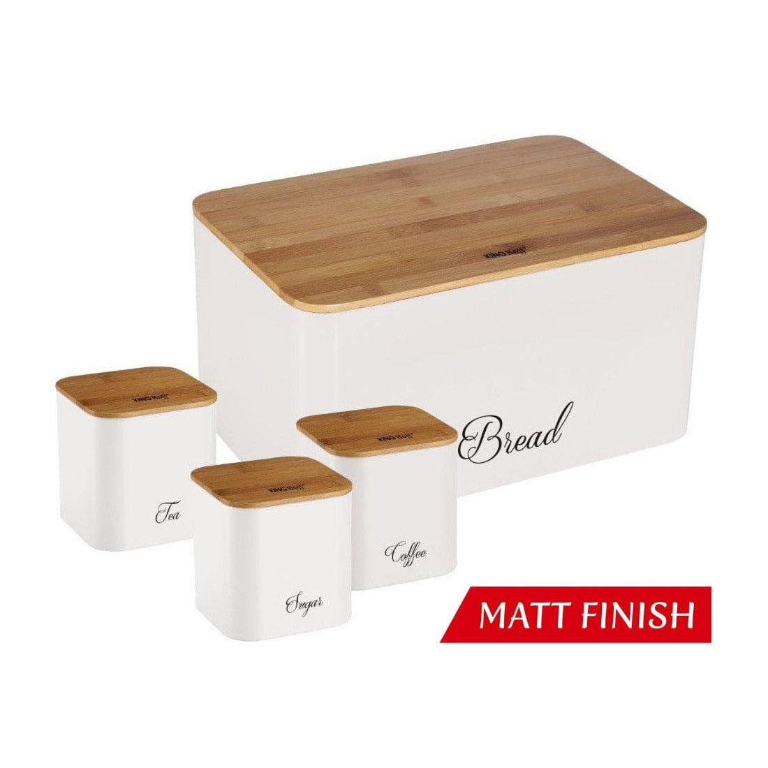 Kinghoff Bread Box and Storage Canister Set Cream