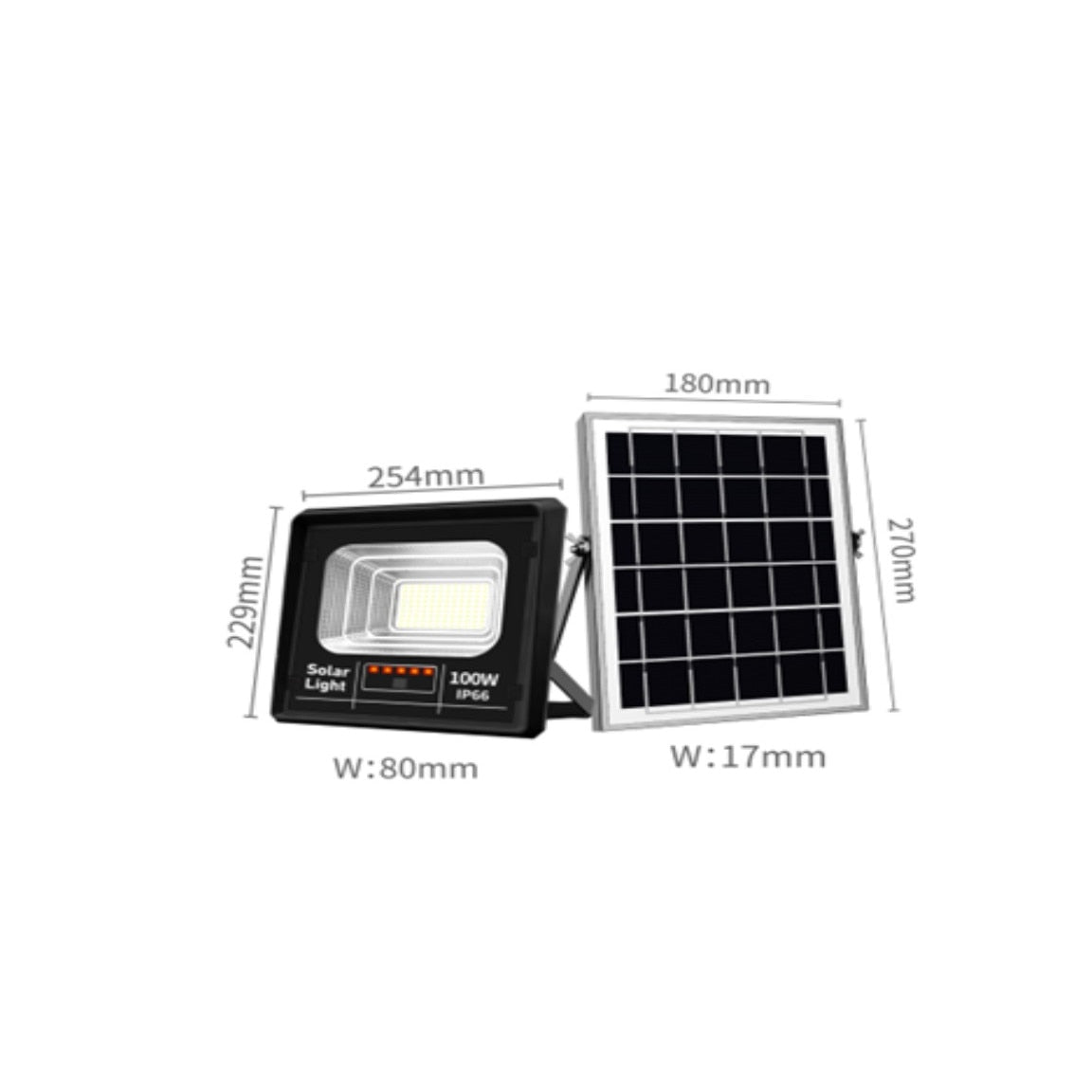 Jortan 100W Solar LED Floodlight with Remote Control 6500K