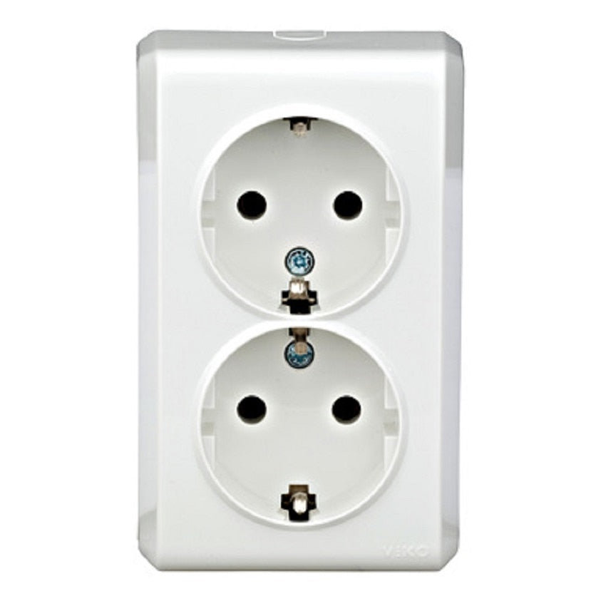 Schrack VISIO Double Electrical Socket 16A Flush Mount White