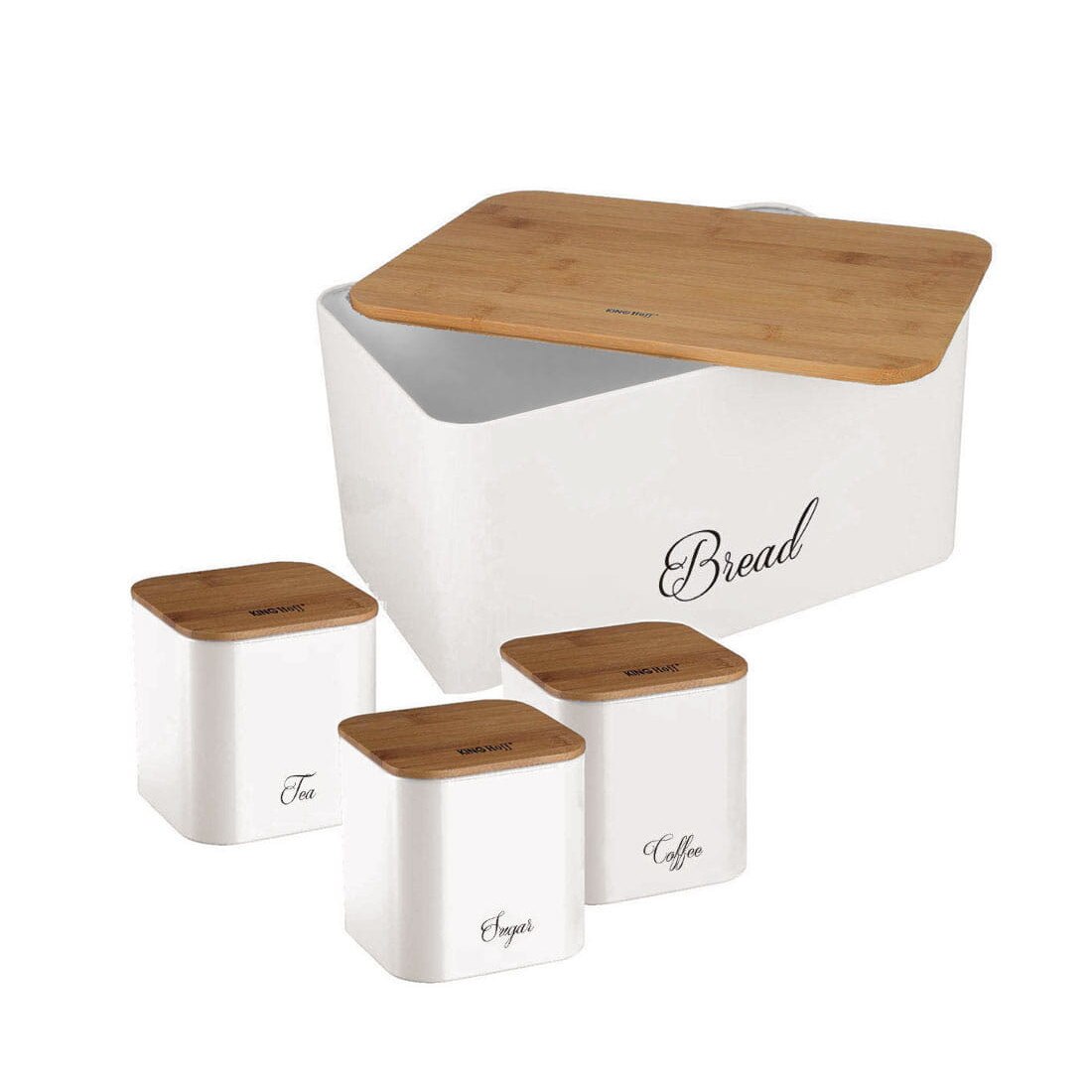 Kinghoff Bread Box and Storage Canister Set Cream