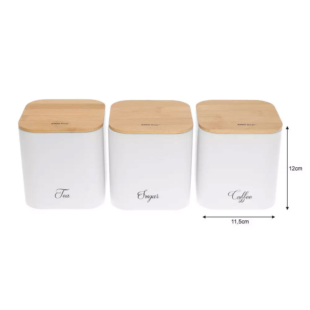 Kinghoff Bread Box and Storage Canister Set Cream
