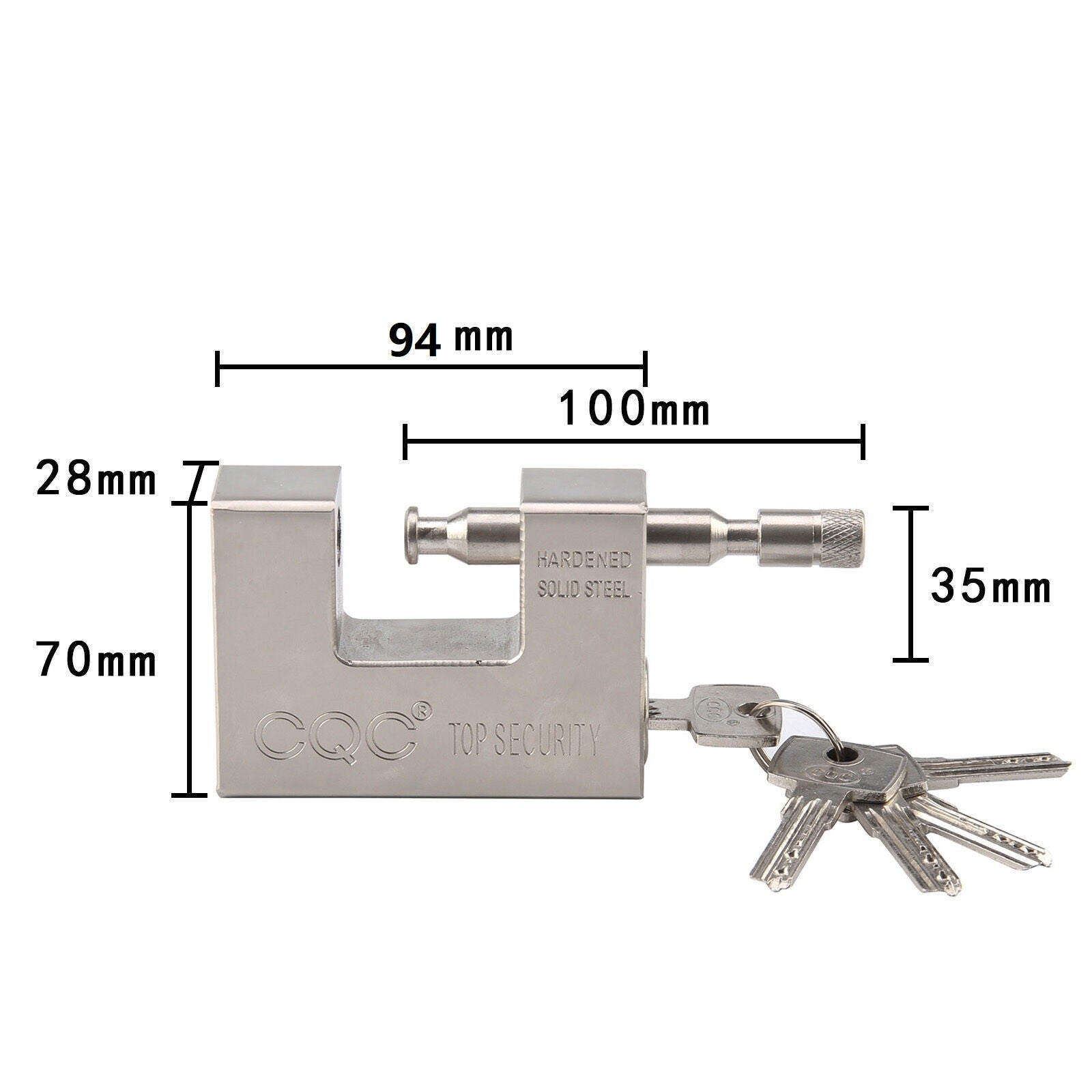 QngeNet 94mm Heavy Duty Armoured Steel Shutter Padlock 5 Keys