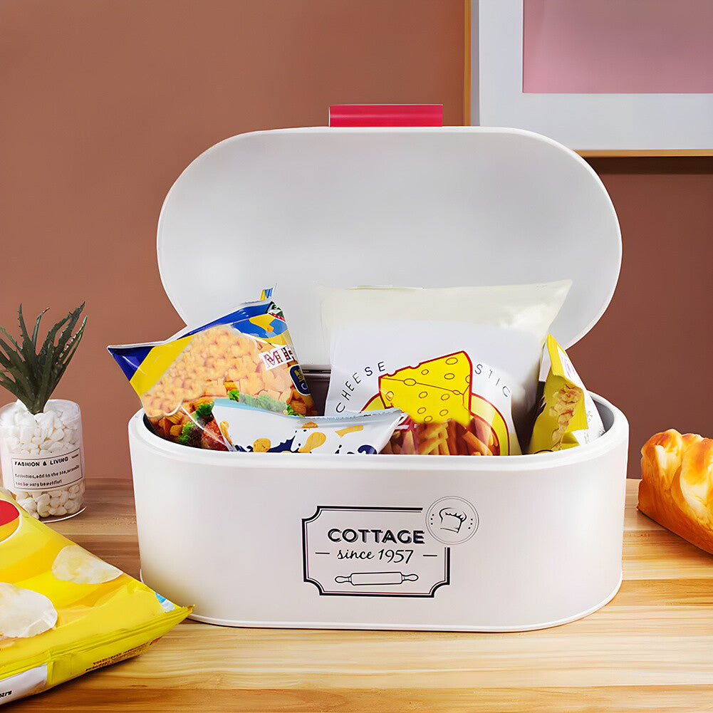 LIFELOOK Vintage Style Metal Bread Bin Kitchen Food Storage Container